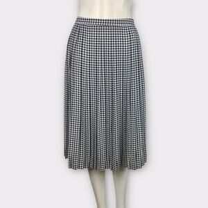 J. Crew Black & White Midi Skirt Houndstooth Pleated Classic 2P